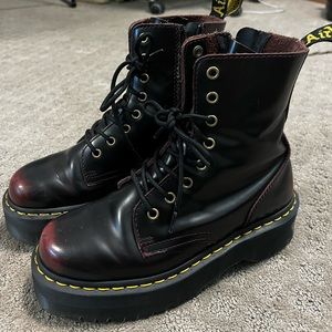 Beautiful, barely worn platform doc martens with a red burgundy, black color